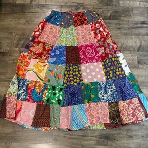 100% cotton Imported India Boho Handmade Patchwork Maxi Skirt NEW